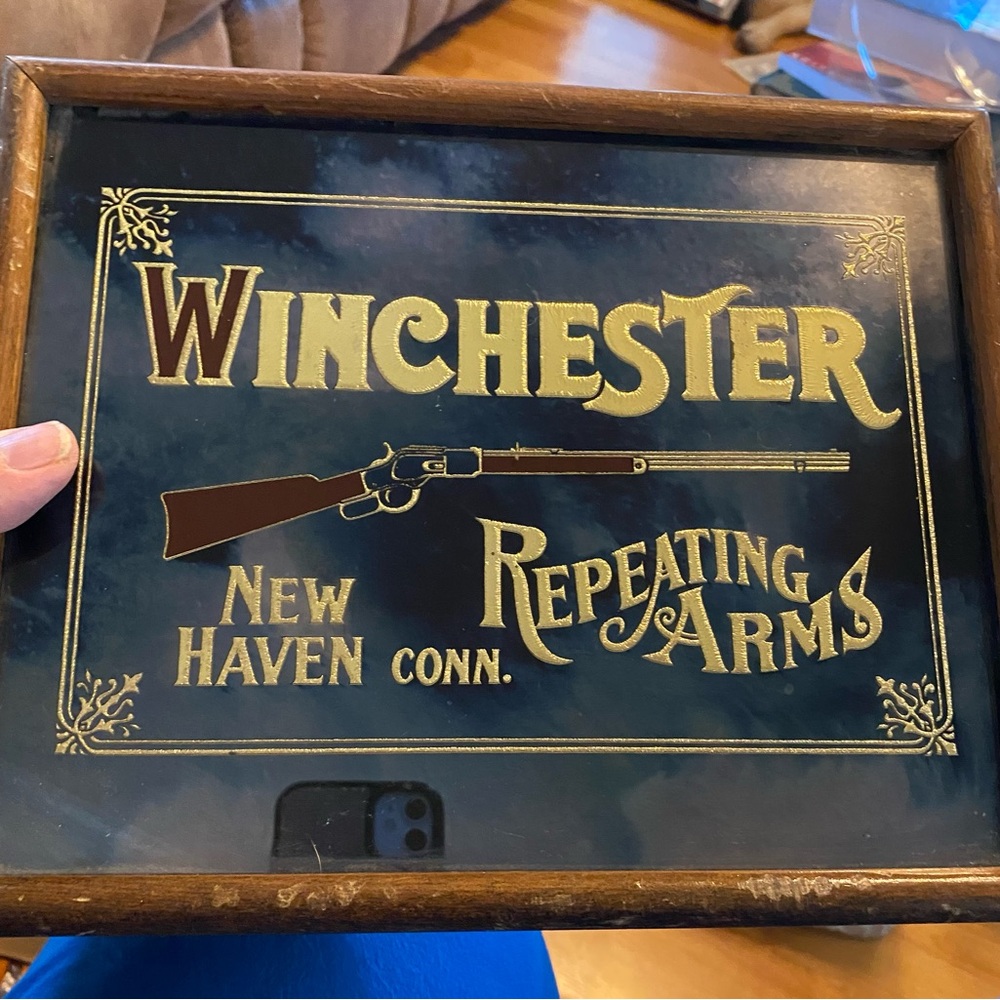 Winchester Repeating Arms antique ammunition wooden box. - Black & Brown